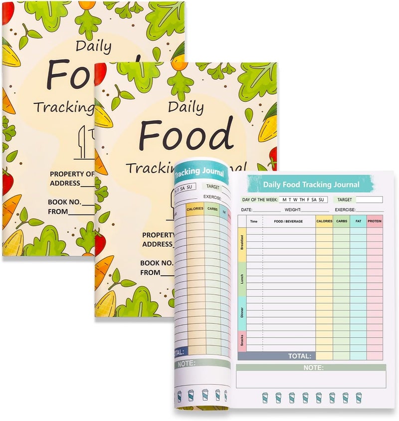 WANGDEFA 3 Pcs Food Journal Diary 5.8×8.3 inch Food Tracker Journal Daily Calorie Counter Book with Breakfast Lunch Dinner Calorie and Snack Sections for Nutrition Tracker Book - Image 1